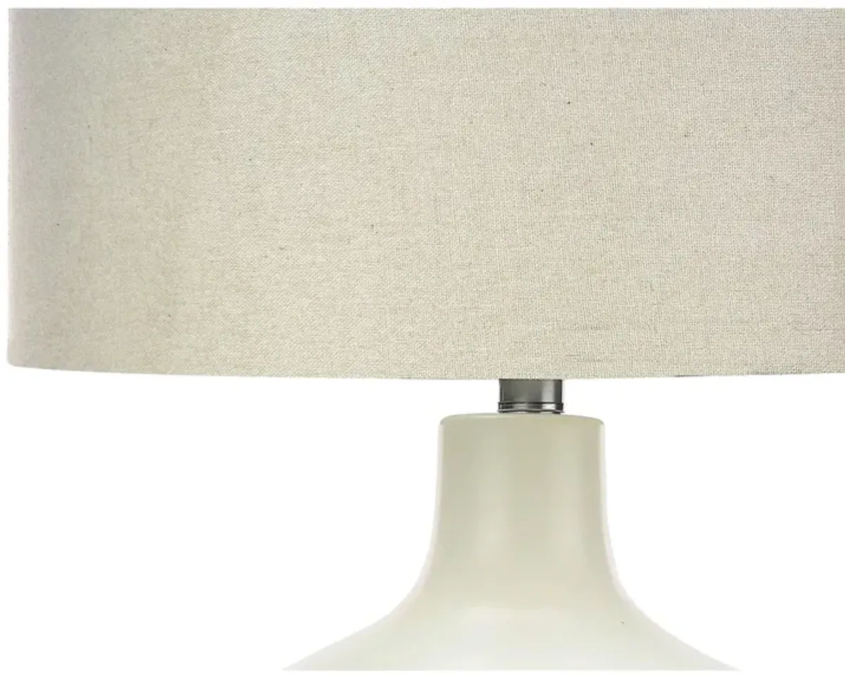 Monarch Specialties I 9608 - Lighting, 25"H, Table Lamp, Ivory / Cream Shade, Cream Ceramic, Contemporary