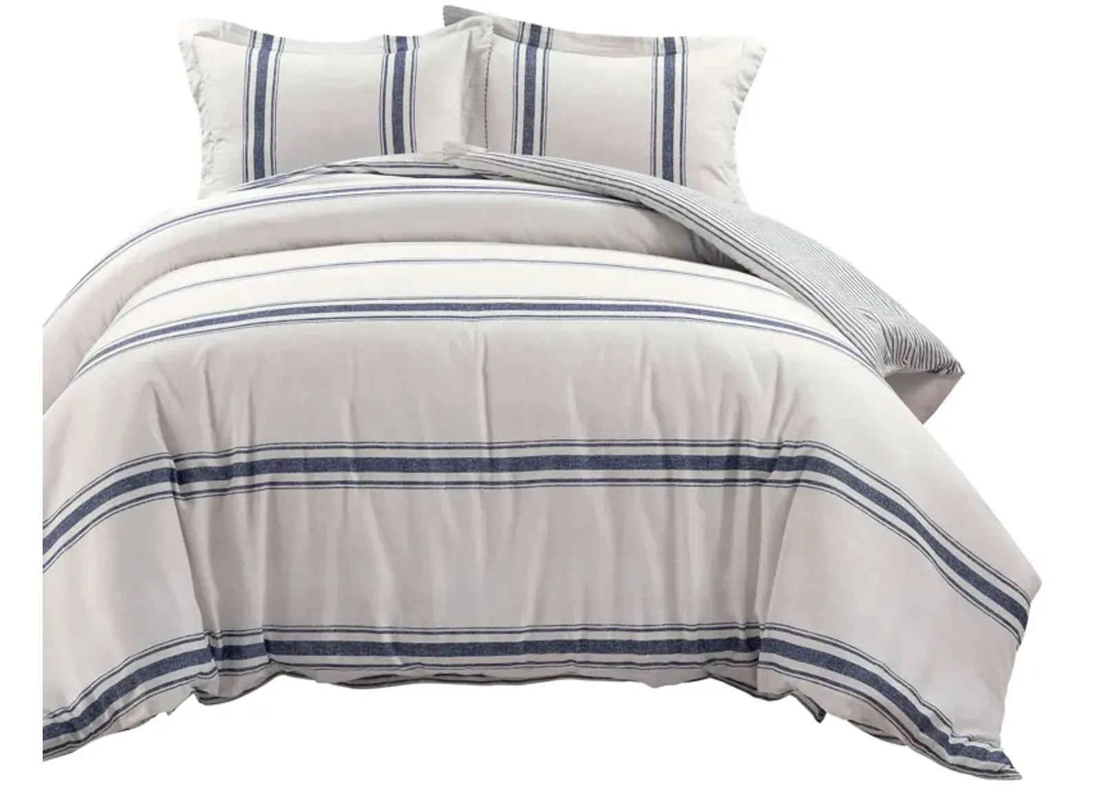 Farmhouse Stripe Reversible Cotton Duvet Cover 3Pc Set