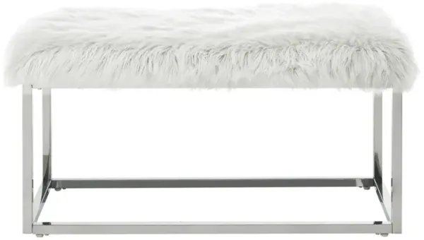 Inspired Home Willard Faux Fur Ottoman Bench