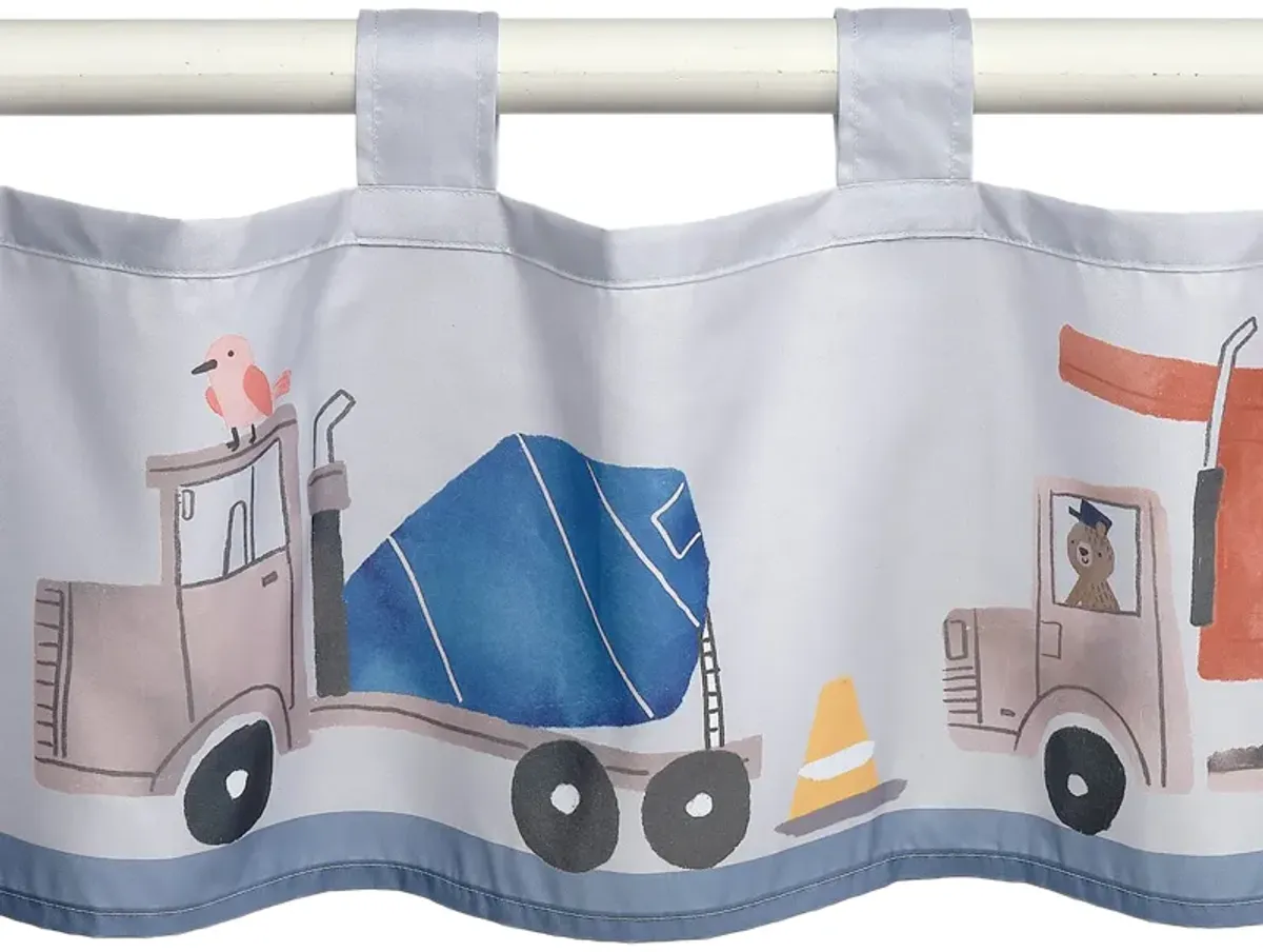 Bedtime Originals Construction Zone Gray Trucks Window Valance