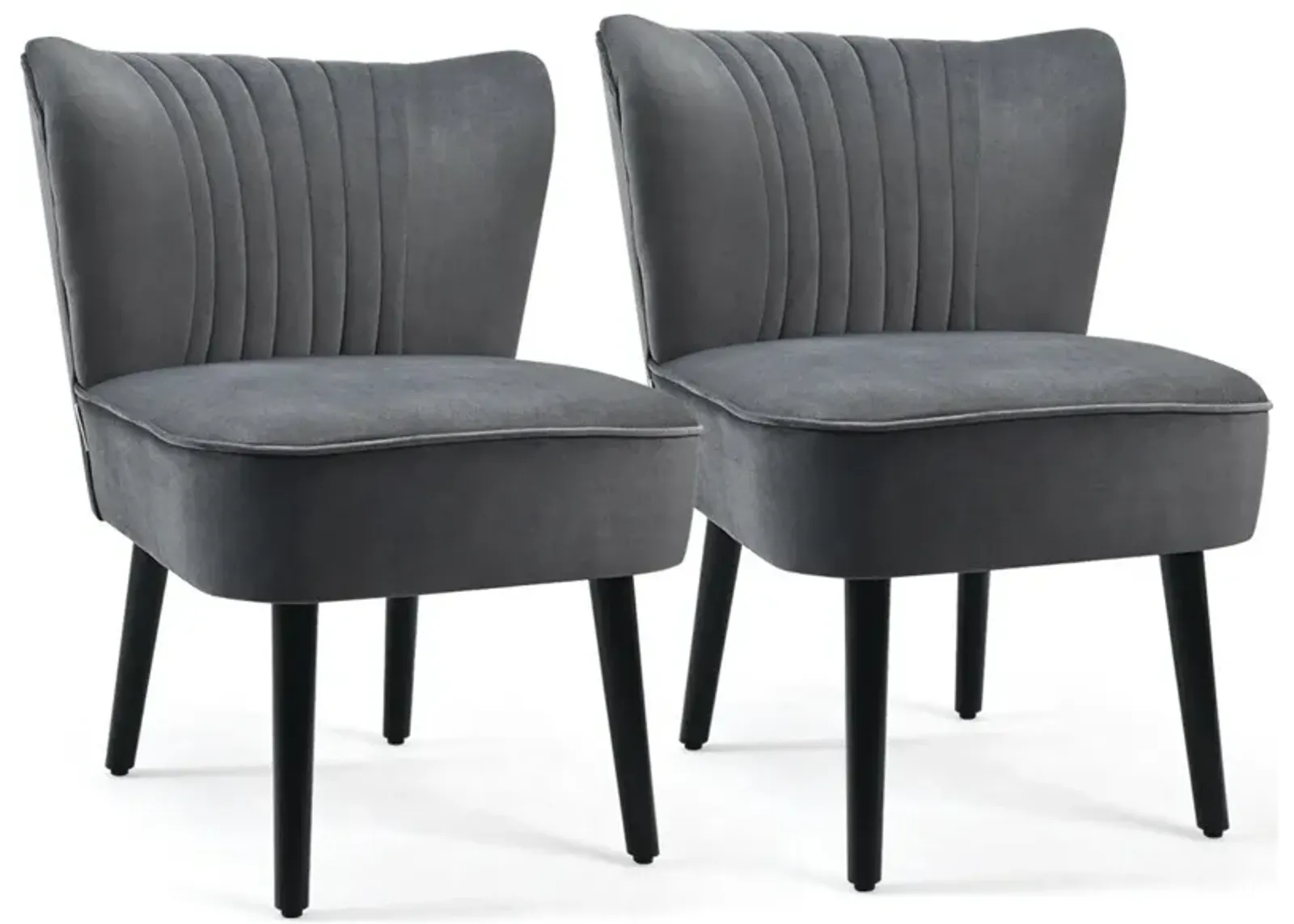 Set of 2 Upholstered Modern Leisure Club Chairs with Solid Wood Legs