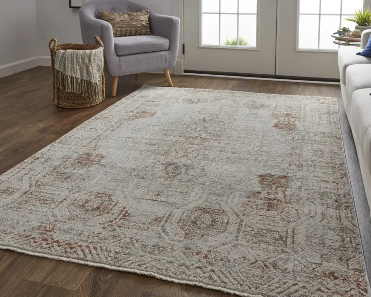 Kaia 39GKF Tan/Ivory/Orange 2' x 3' Rug