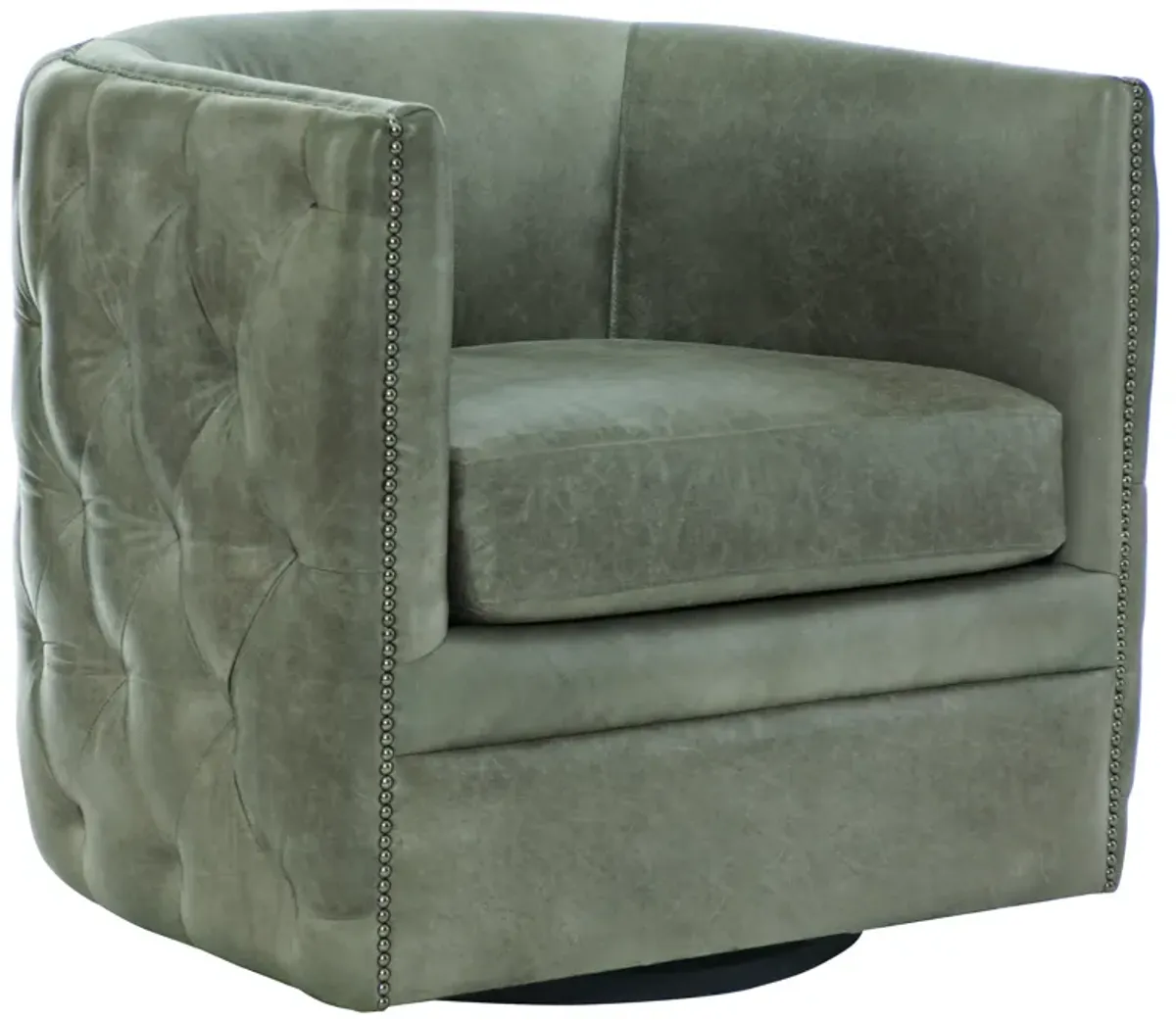 Living Palazzo Leather Swivel Chair in Gray