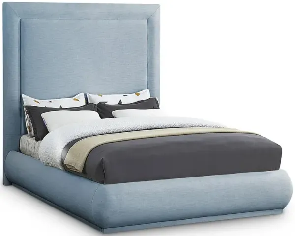 Meridian Furniture Brooke Light Blue Linen Textured Fabric Queen Bed