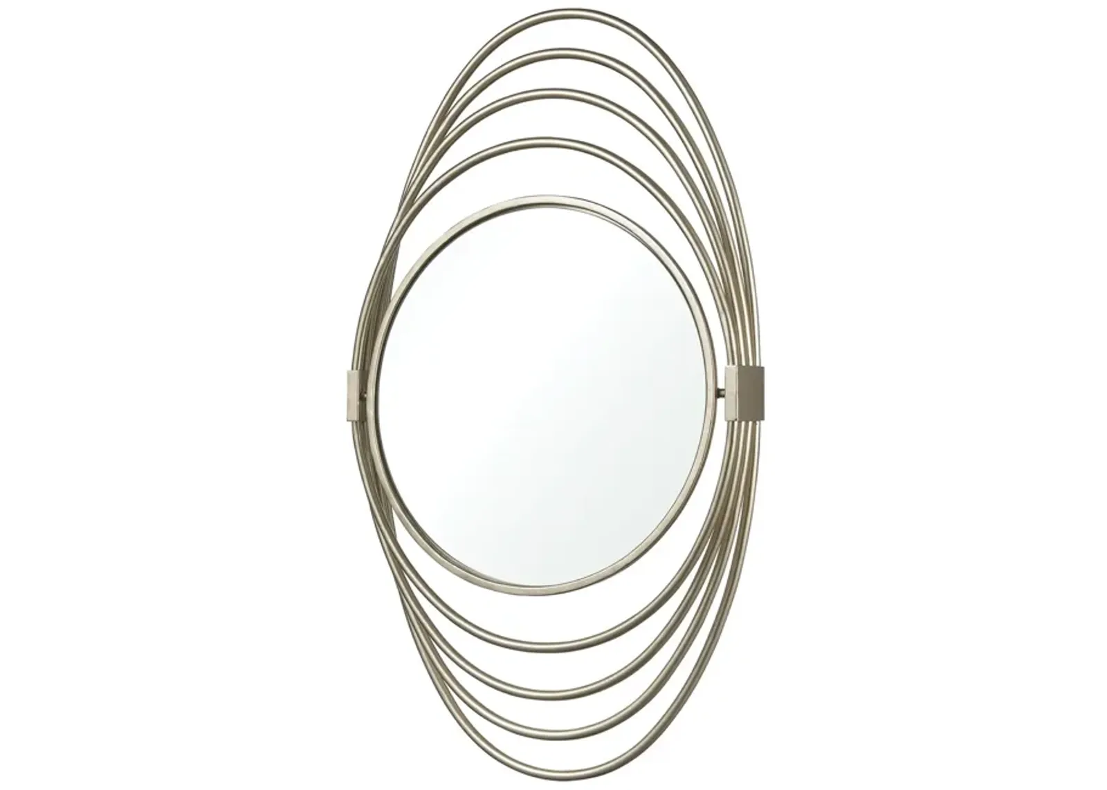 27" Silver Multi-Rings Design Round Wall Mirror Art Deco