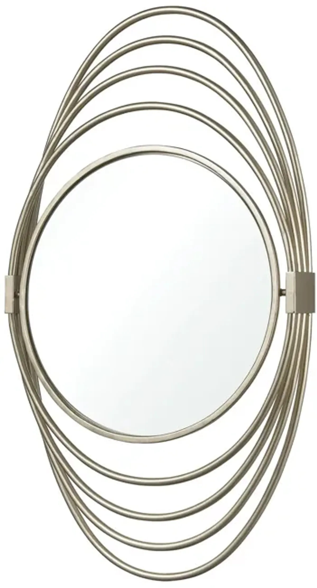 27" Silver Multi-Rings Design Round Wall Mirror Art Deco