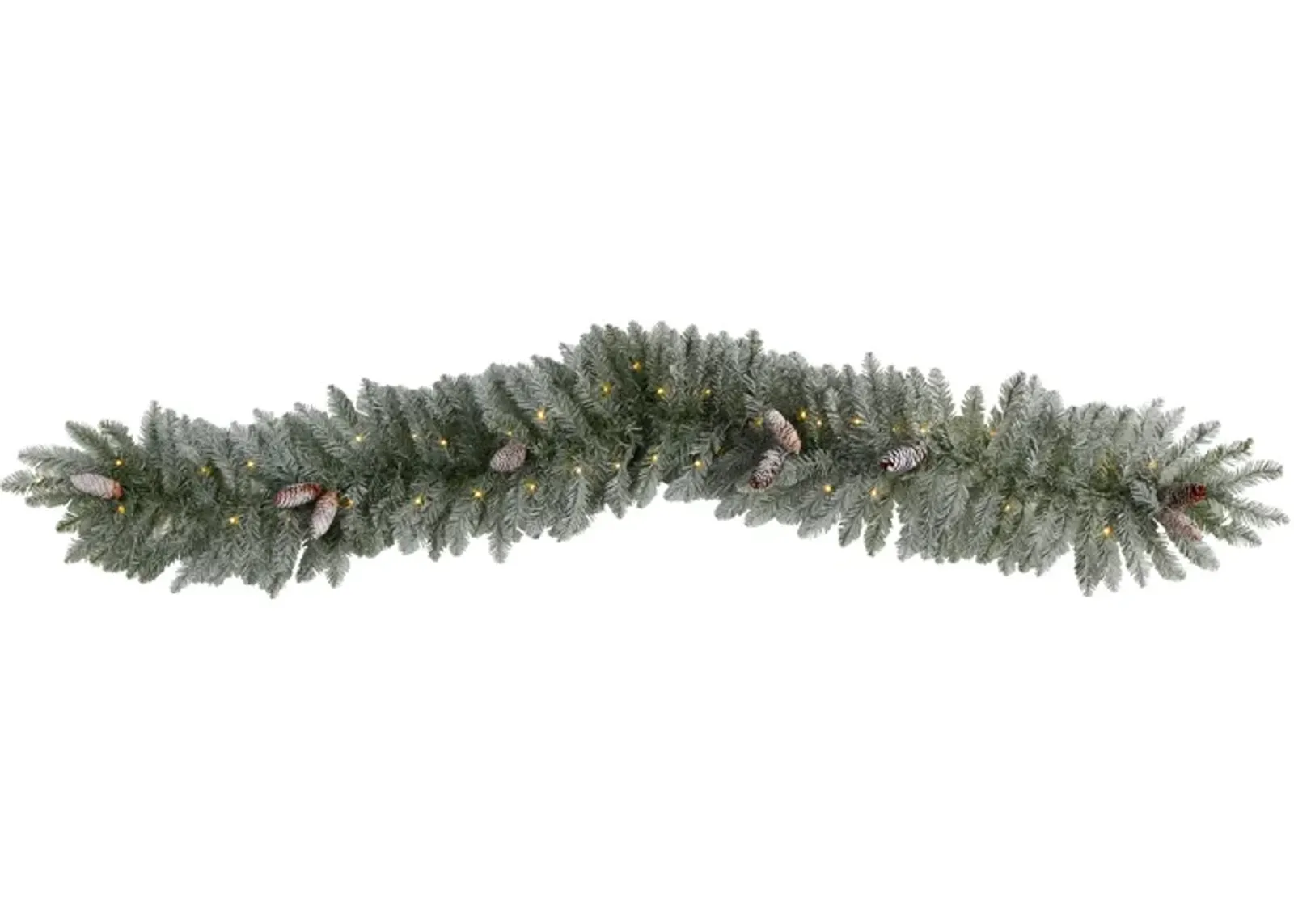 HomPlanti 6' Frosted Artificial Christmas Garland with Pinecones and 50 Warm White LED Lights