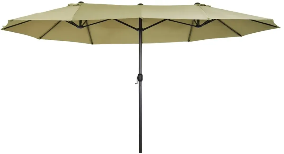 Tan Expansive Coverage: 15ft Double-Sided Patio Umbrella with Crank