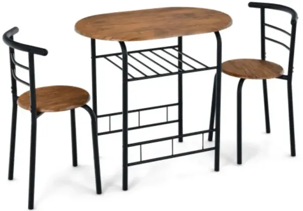 3 pcs Home Kitchen Bistro Pub Dining Table 2 Chairs Set