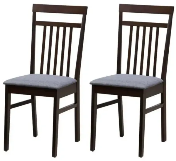 Hivvago Set of 2 - Classic Sturdy Wood Dining Chair with Grey Upholstered Seat Cushion