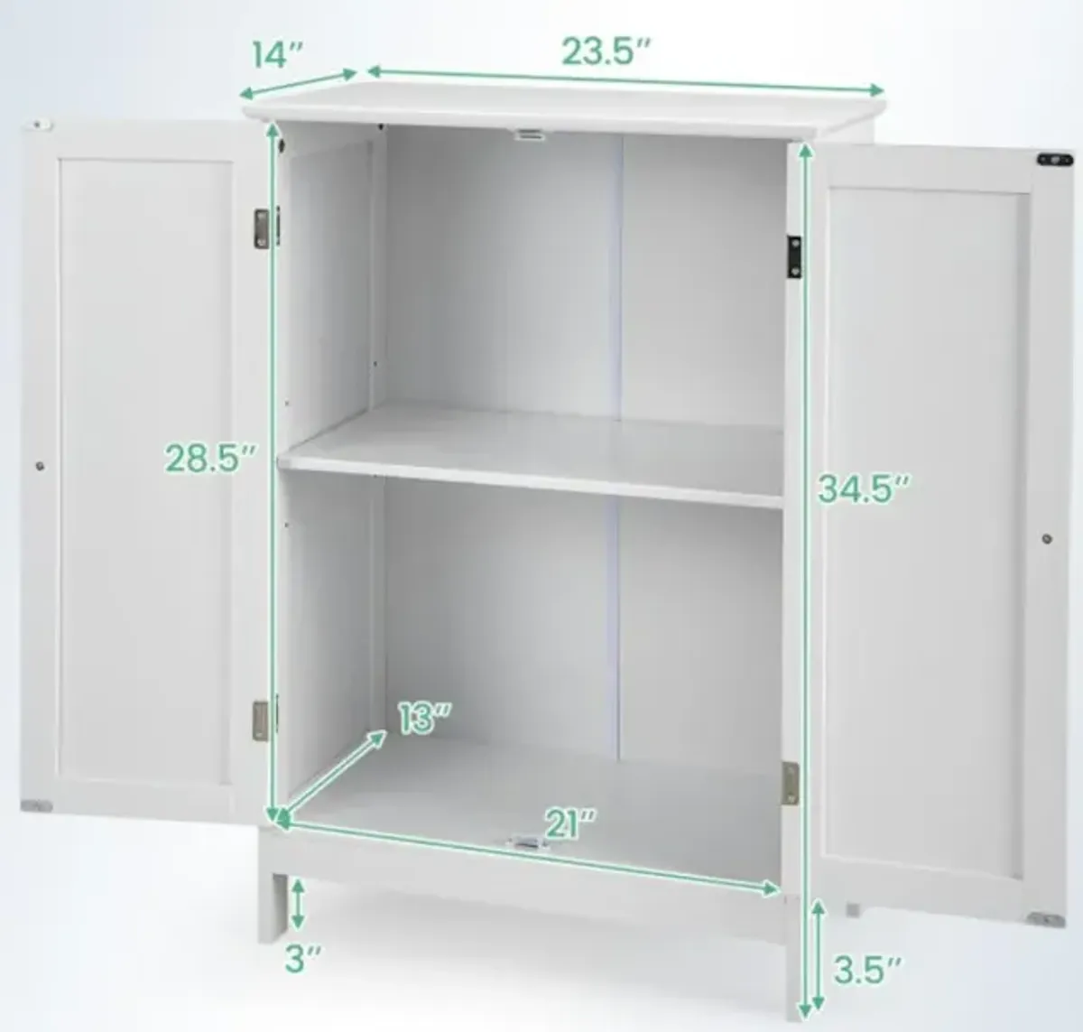 Hivvago 2-Door Freee-Standing Bathroom Cabinet with Shelf