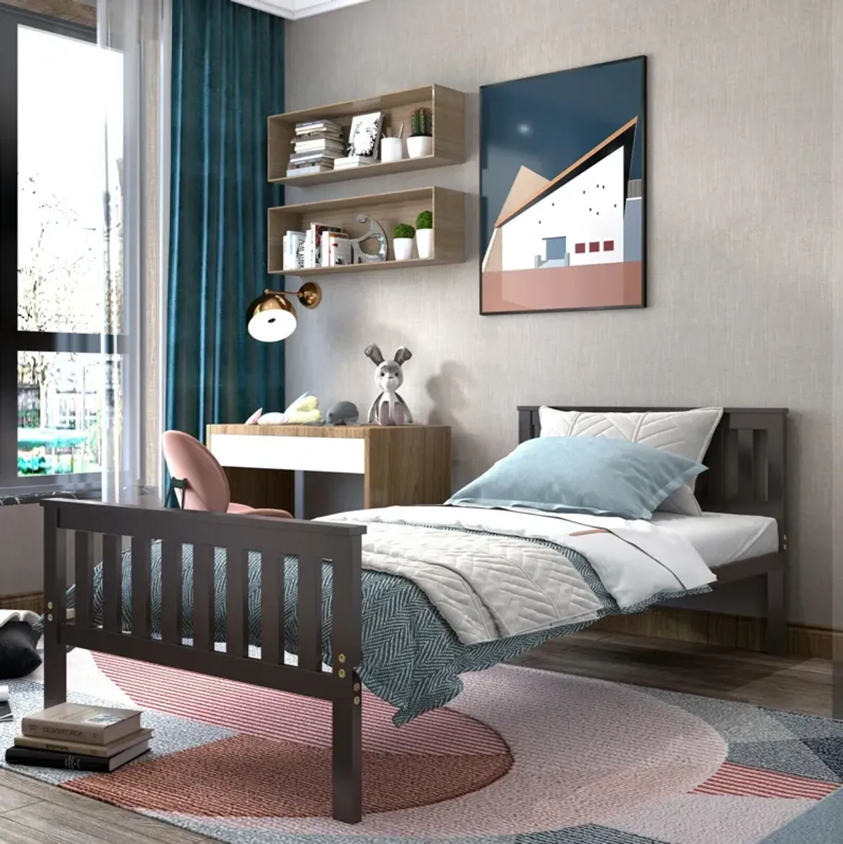 Stylish Wood Platform Bed with Headboard for a Cozy Bedroom Retreat