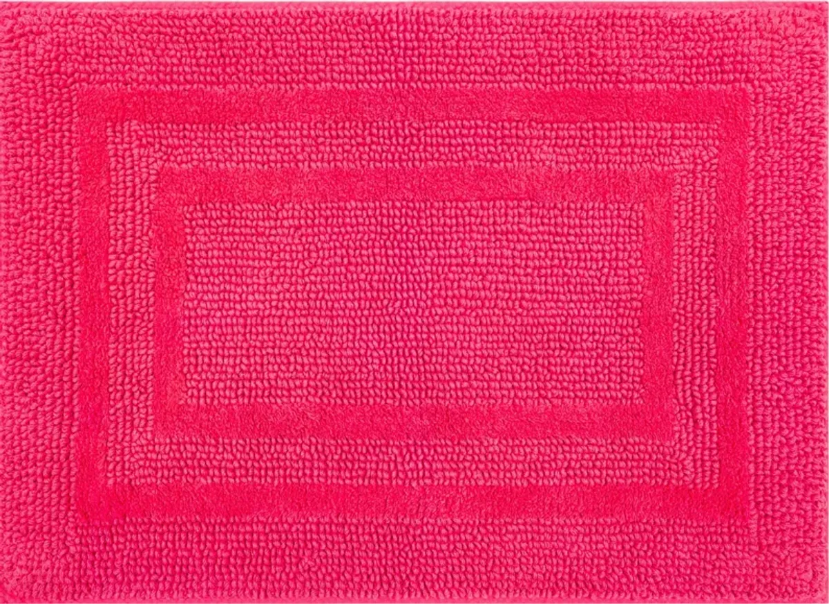 Cotton Reversible Fiesta Pink 1' 9" x 2' 10" Bath Mat