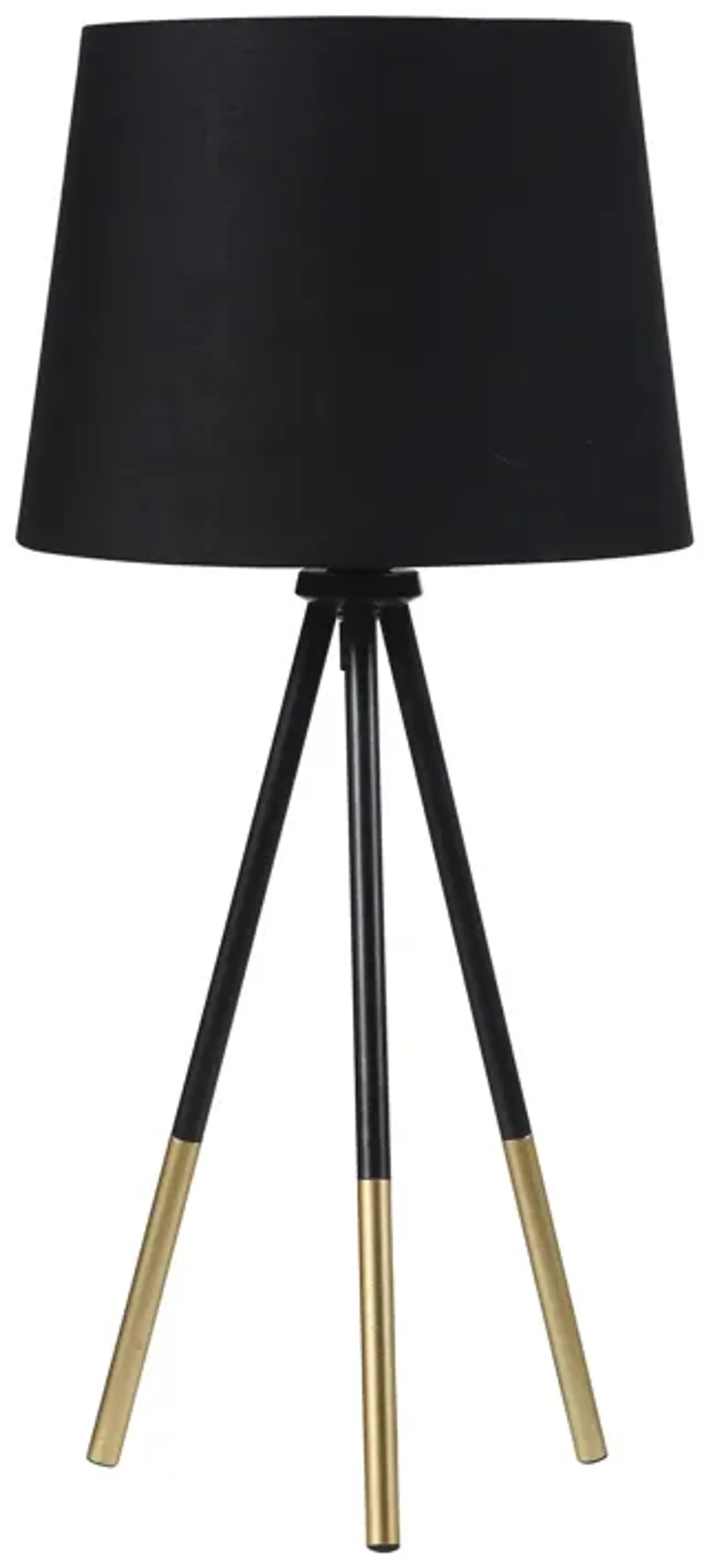 Table Lamp with Tripod Metal Base, Black and Gold-Benzara