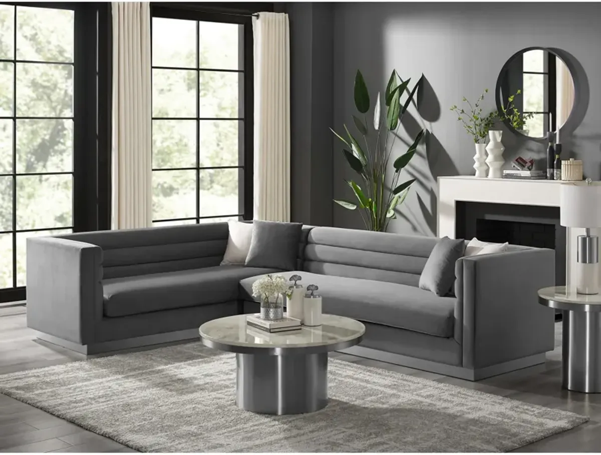 Inspired Home Eila Velvet Left Facing Corner Sectional Sofa