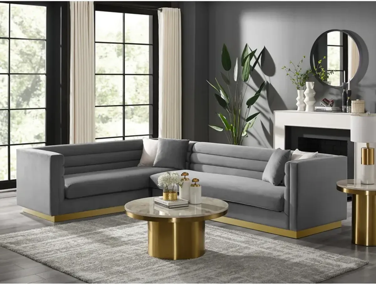 Inspired Home Eila Velvet Left Facing Corner Sectional Sofa