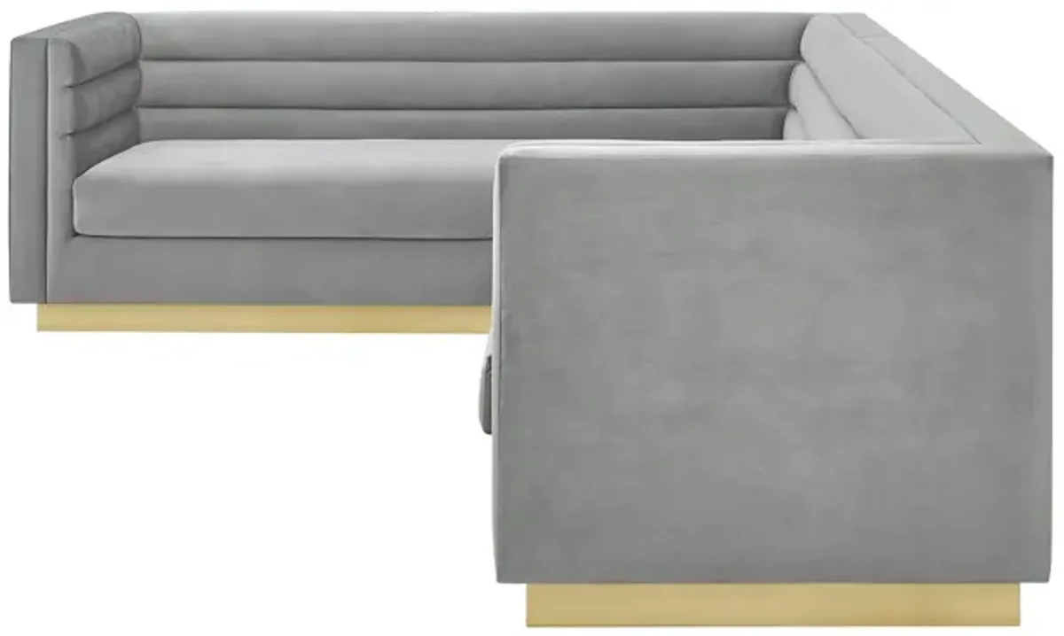 Inspired Home Eila Velvet Left Facing Corner Sectional Sofa