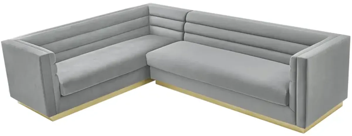 Inspired Home Eila Velvet Left Facing Corner Sectional Sofa