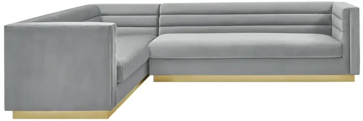 Inspired Home Eila Velvet Left Facing Corner Sectional Sofa