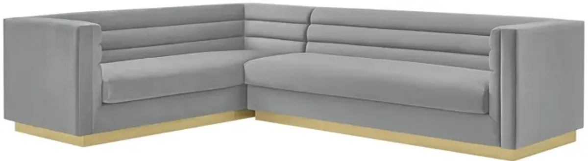 Inspired Home Eila Velvet Left Facing Corner Sectional Sofa