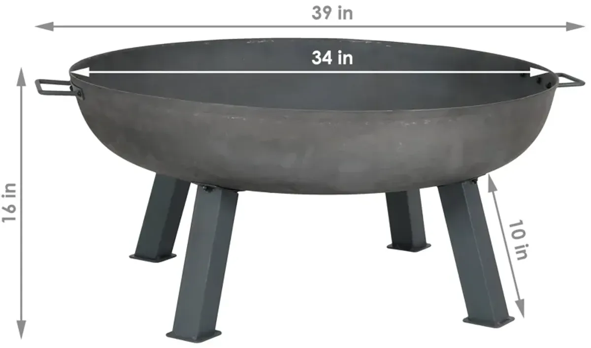 Sunnydaze Rustic Cast Iron Fire Pit Bowl with Stand