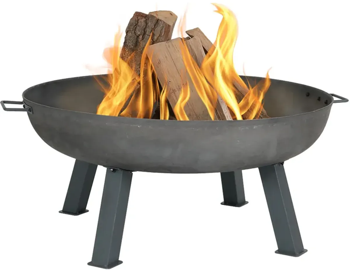 Sunnydaze Rustic Cast Iron Fire Pit Bowl with Stand