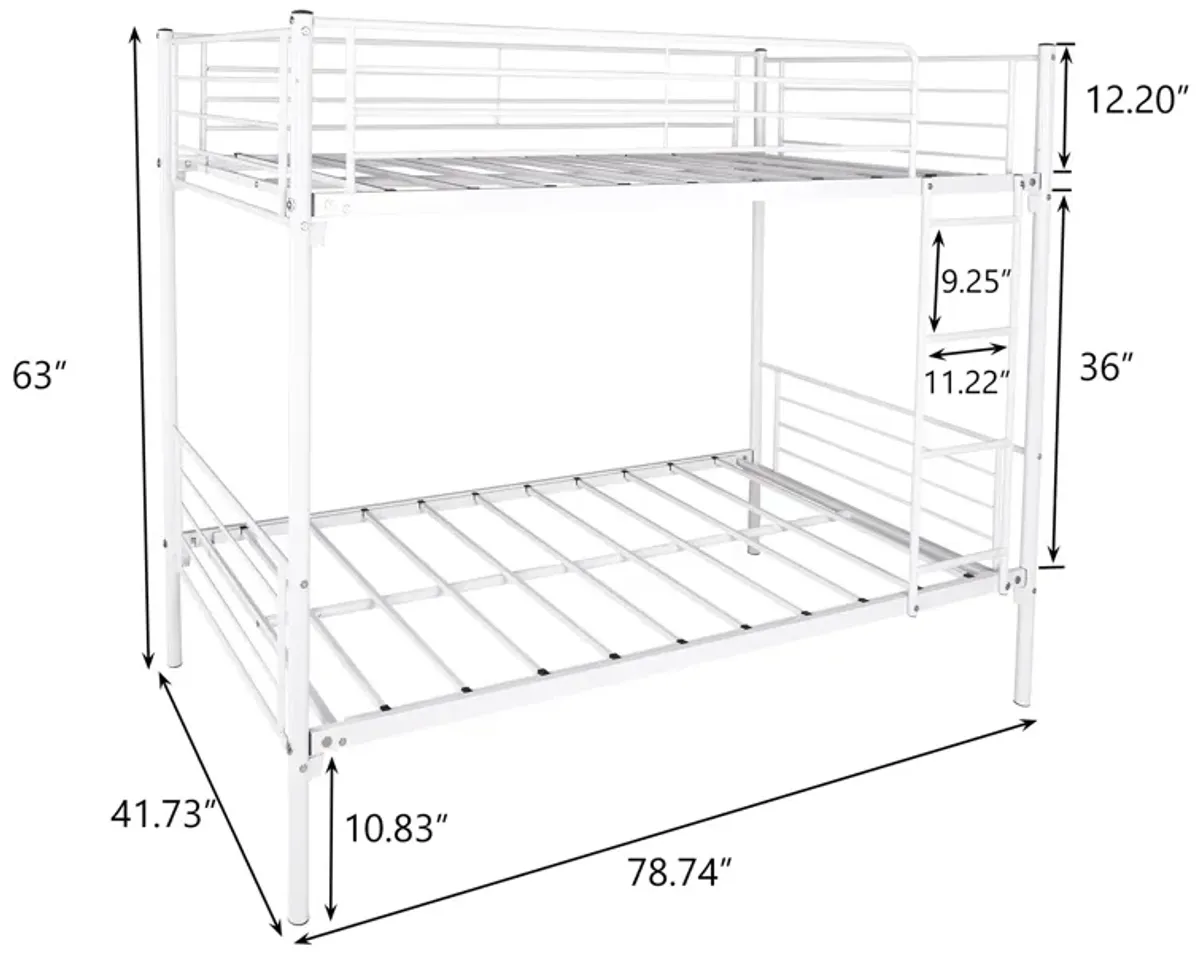 Hivvago Space Saving Easy Assembly Twin Sized Full Metal Bunk Bedframe with Ladder