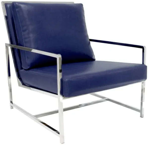 Pasargad Home Luxe Collection Navy Leather Chairs
