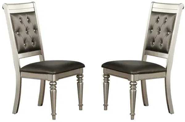 Streamdale Dining Chairs With Tufted Back, Silver(Set Of 2)