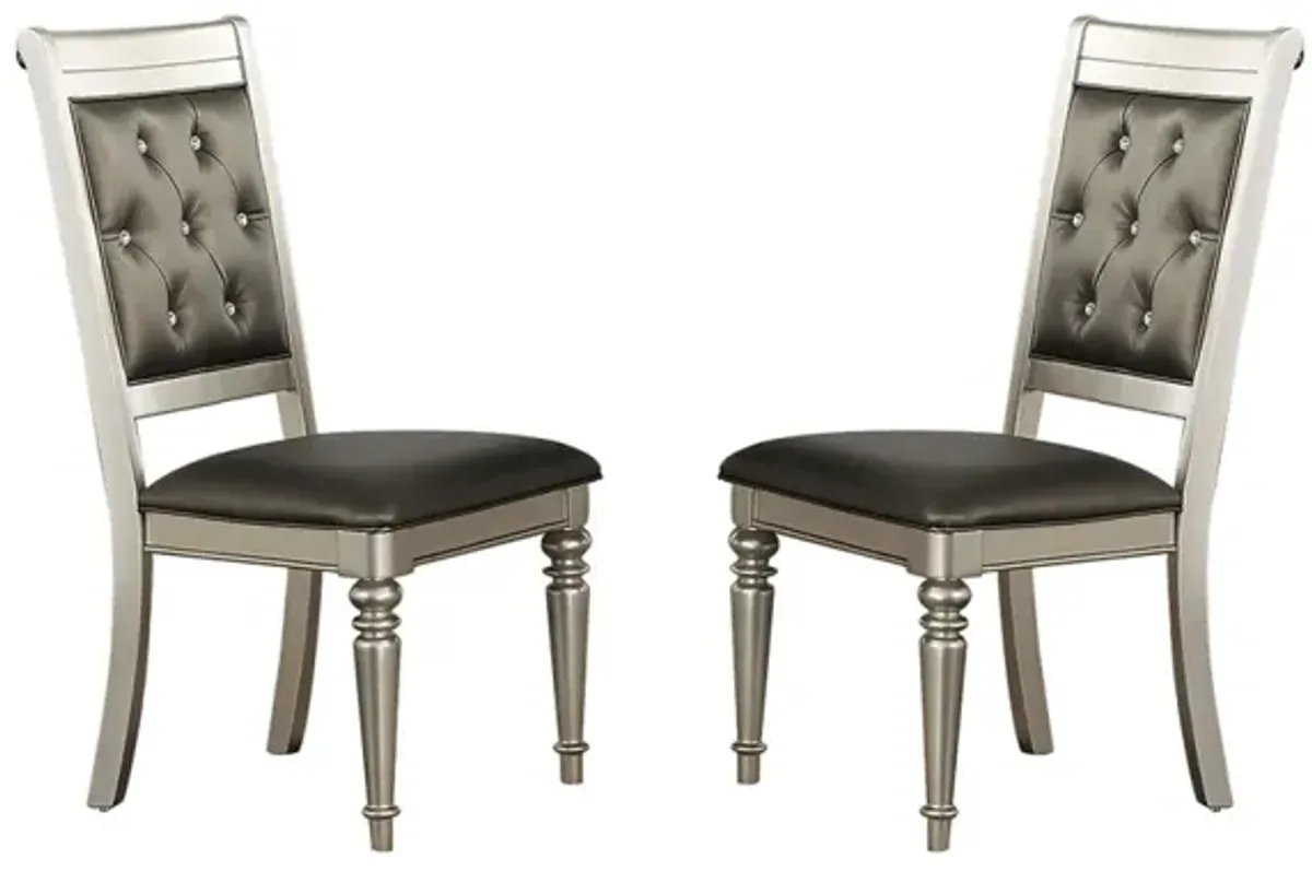 Dining Chairs With Tufted Back, Silver(Set Of 2)