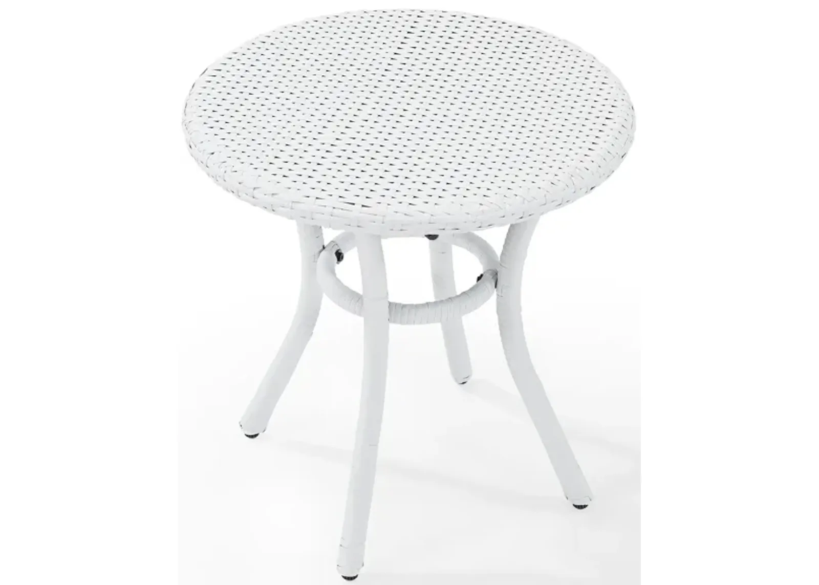 Palm Harbor Wicker Round Side Table White