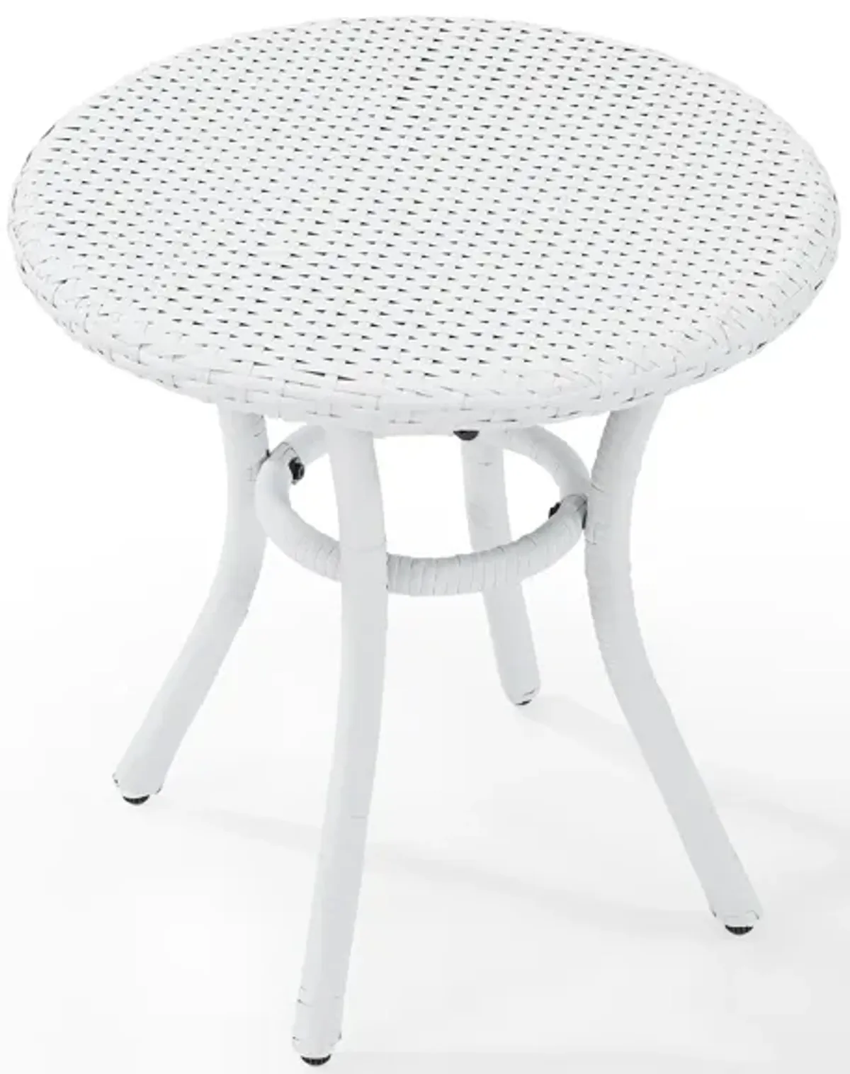 Palm Harbor Wicker Round Side Table White