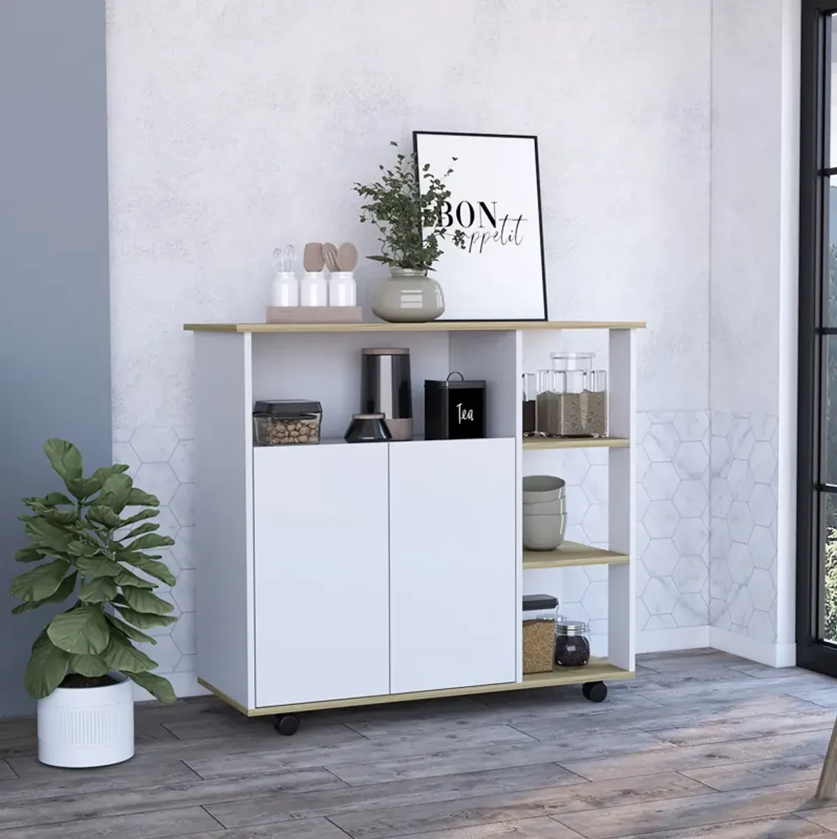 Kitchen Island Kamkacht, Kitchen, Light Oak / White