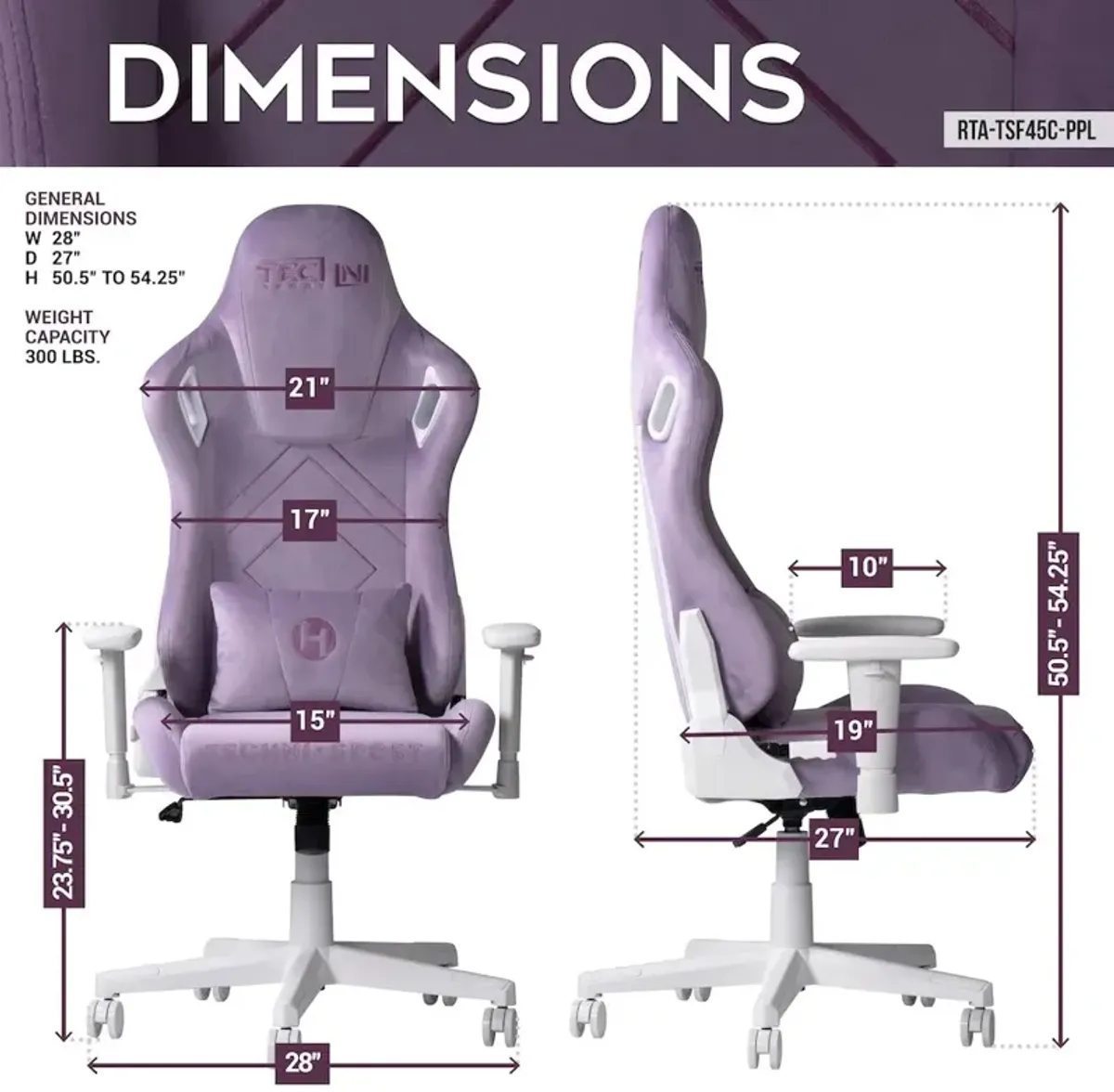 Techni Sport Velvet Gaming Chair -Purple