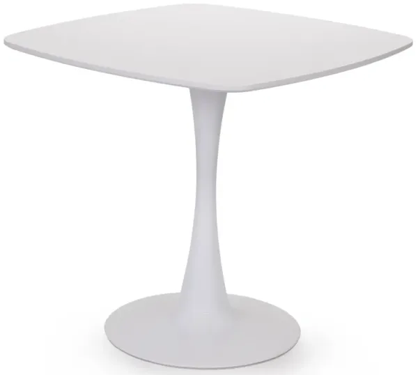 Modern Square Dining Table, White Tulip Kitchen Table with Metal Pedestal Base for 4 Persons