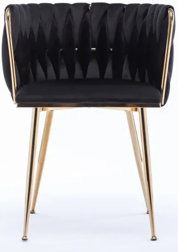 Dining Chair, Thickened fabric chairs with wood legs, Set of 2, Black