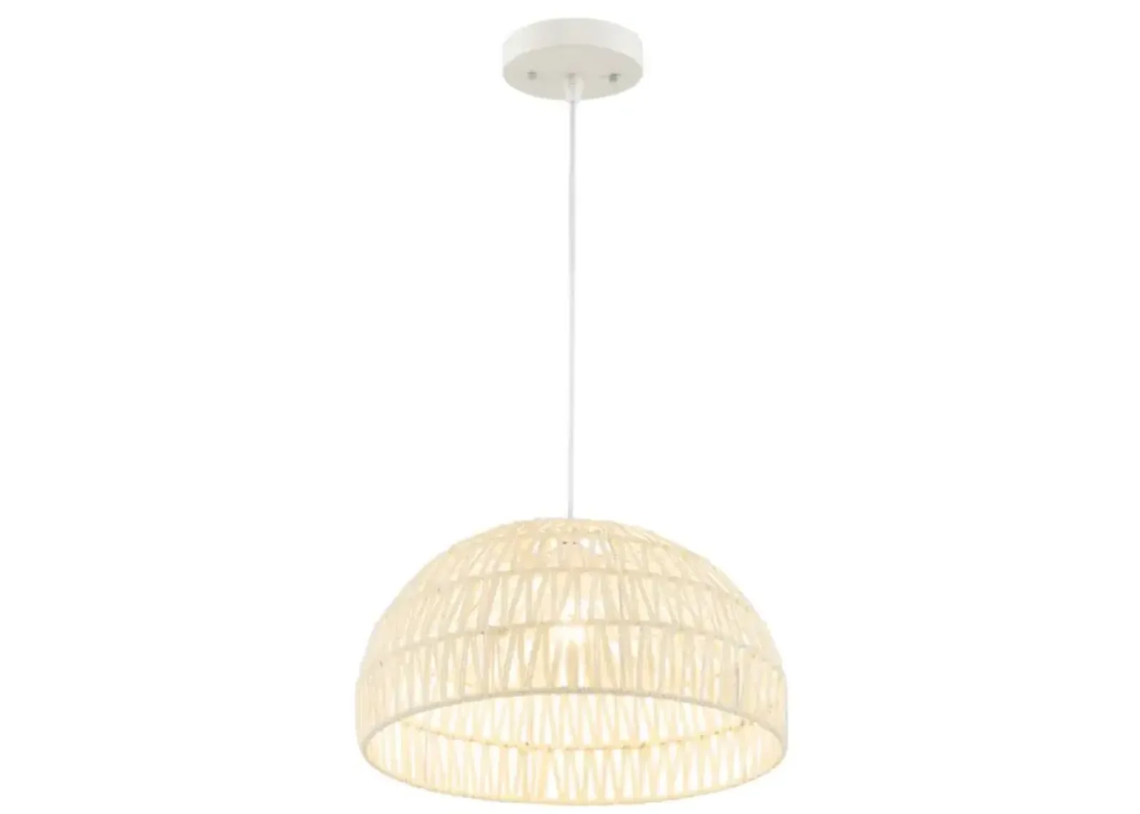 Hivvago Farmhouse Rattan Pendant Lights with Adjustable Hanging Rope-Beige