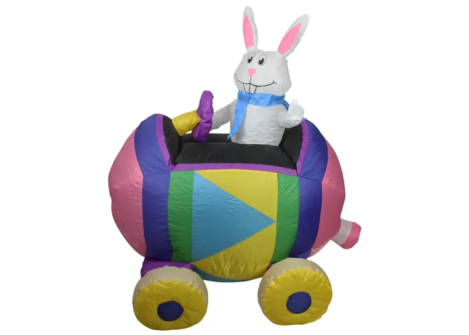 4' Inflatable Easter Bunny Driving an Egg Car Outdoor Decoration