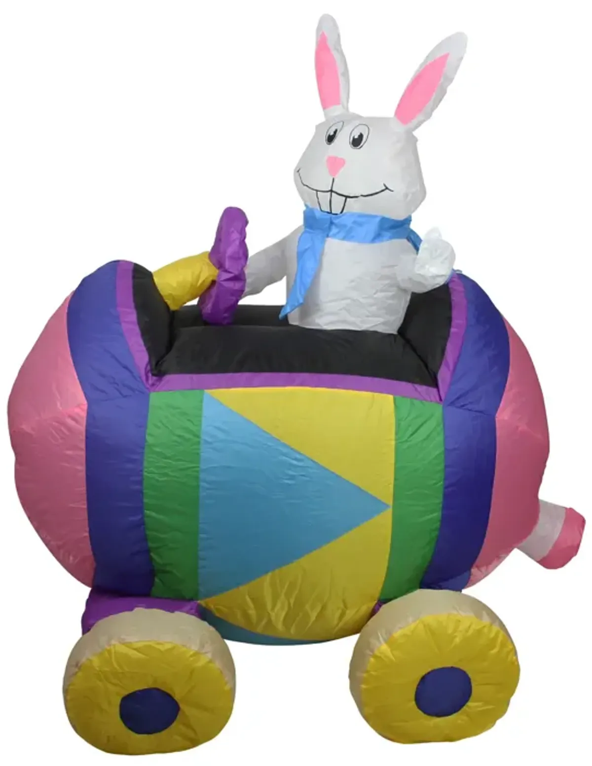 4' Inflatable Easter Bunny Driving an Egg Car Outdoor Decoration