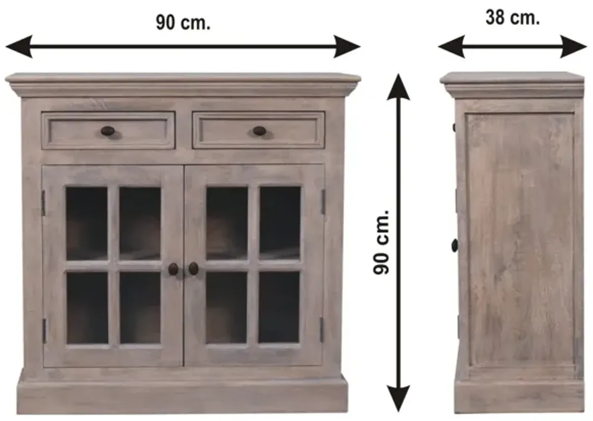 Stone Finish  Solid Wood Cabinet with Glazed Doors