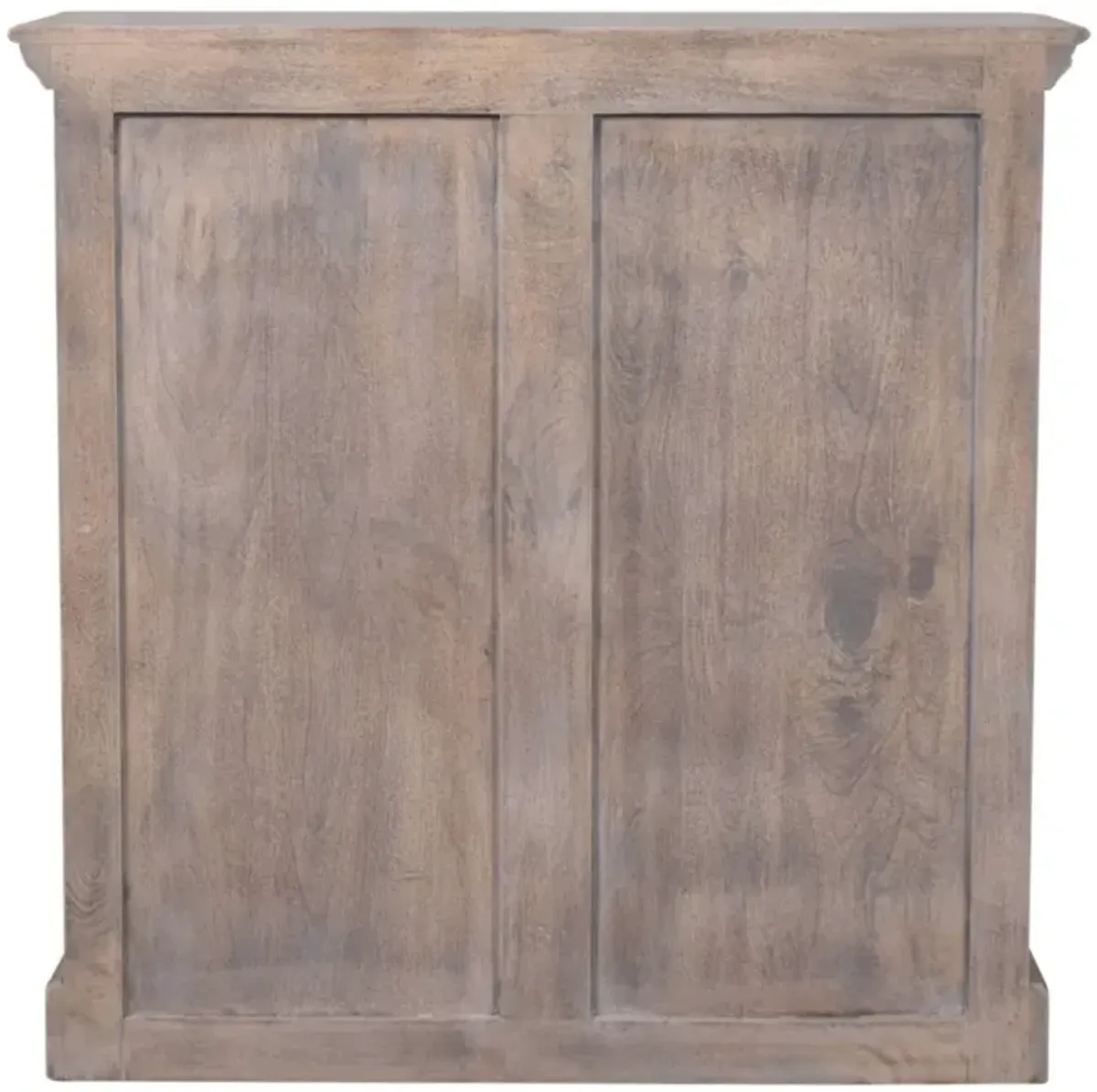 Stone Finish  Solid Wood Cabinet with Glazed Doors