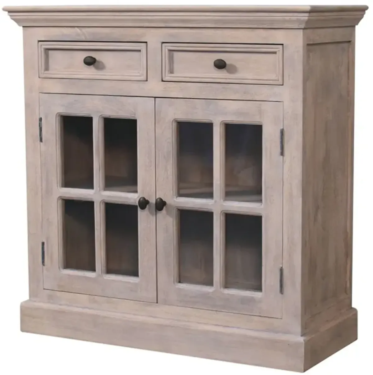 Stone Finish  Solid Wood Cabinet with Glazed Doors