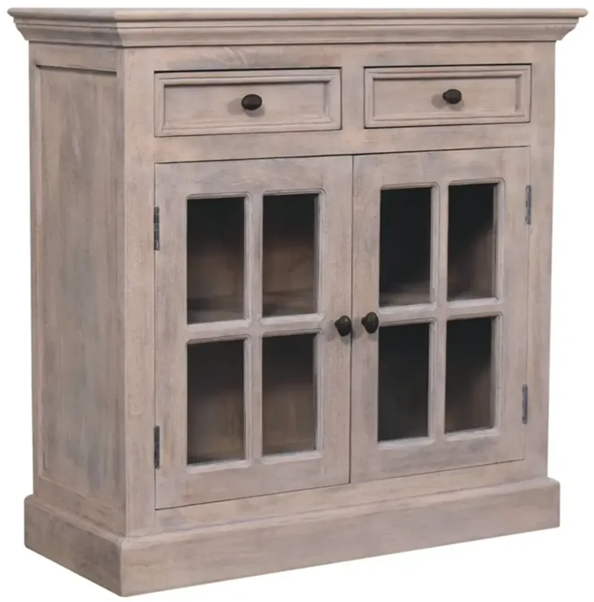 Stone Finish  Solid Wood Cabinet with Glazed Doors