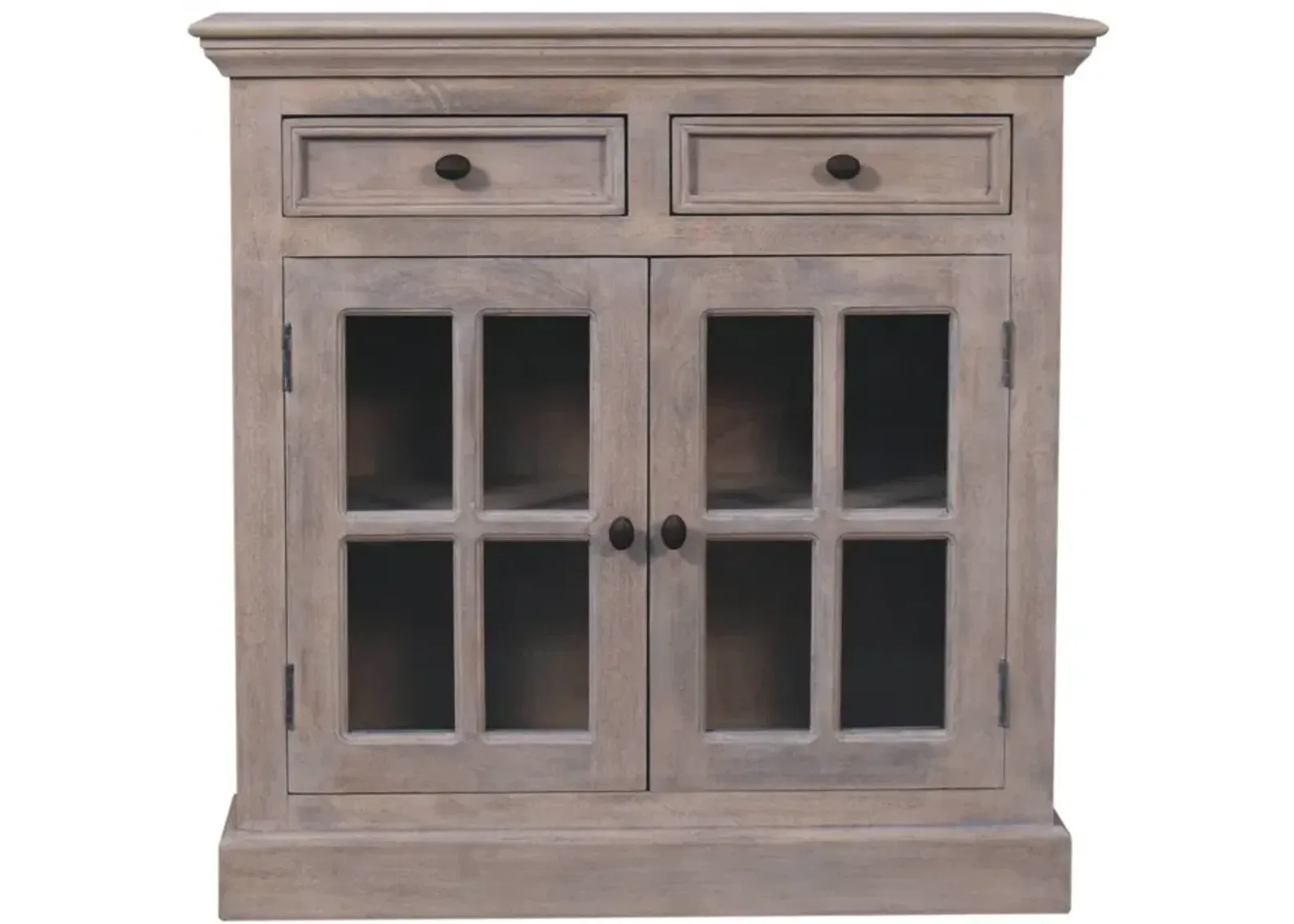 Stone Finish  Solid Wood Cabinet with Glazed Doors