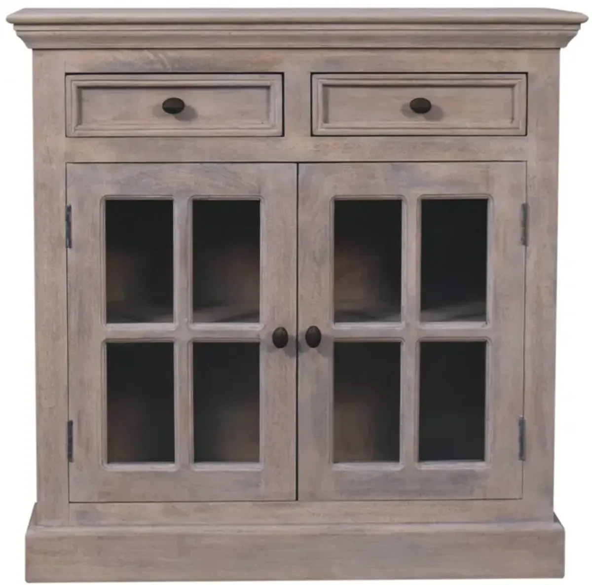 Stone Finish  Solid Wood Cabinet with Glazed Doors