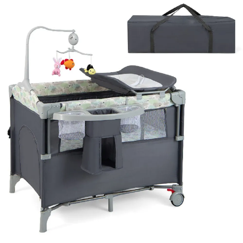 5-in-1  Portable Baby Beside Sleeper Bassinet Crib Playard with Diaper Changer