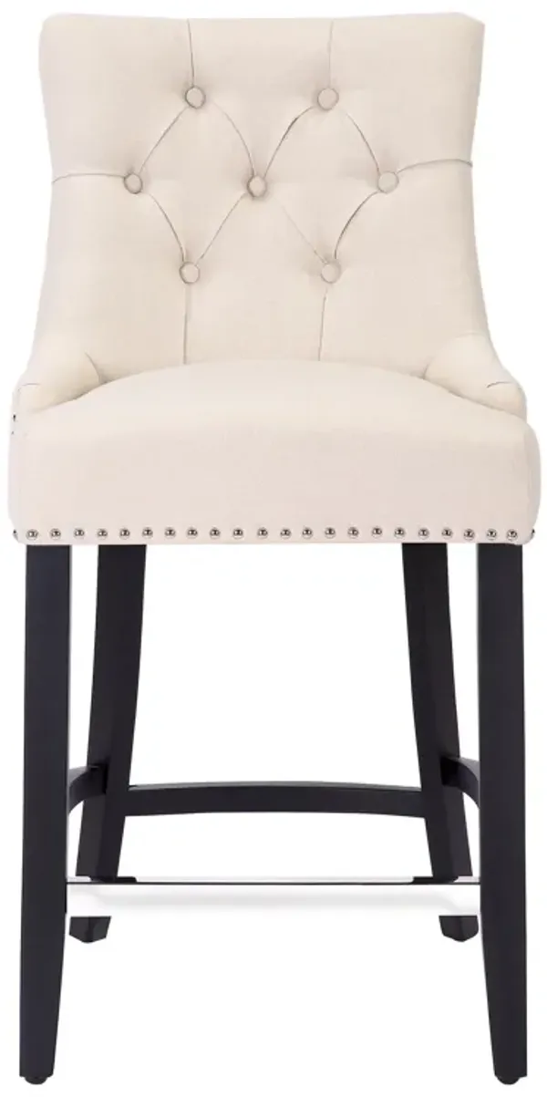 WestinTrends 24" Linen Fabric Tufted Upholstered Counter Stool