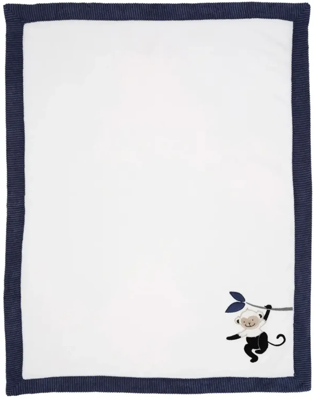 Lambs & Ivy Jungle Party White/Navy Monkey Soft Fleece Baby Blanket