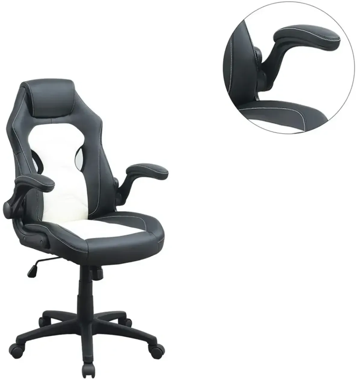 Office Chair Upholstered 1 Piece Comfort Chair Relax Gaming Office Chair Work Black And White Color