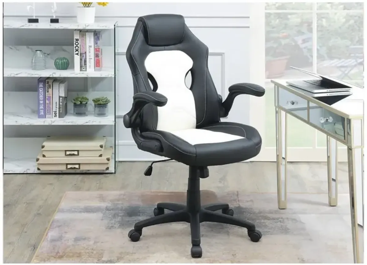 Office Chair Upholstered 1 Piece Comfort Chair Relax Gaming Office Chair Work Black And White Color